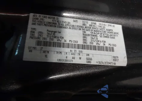 2016 Ford Focus Se из США, поврежденный, VIN 1FADP3F27GL241611